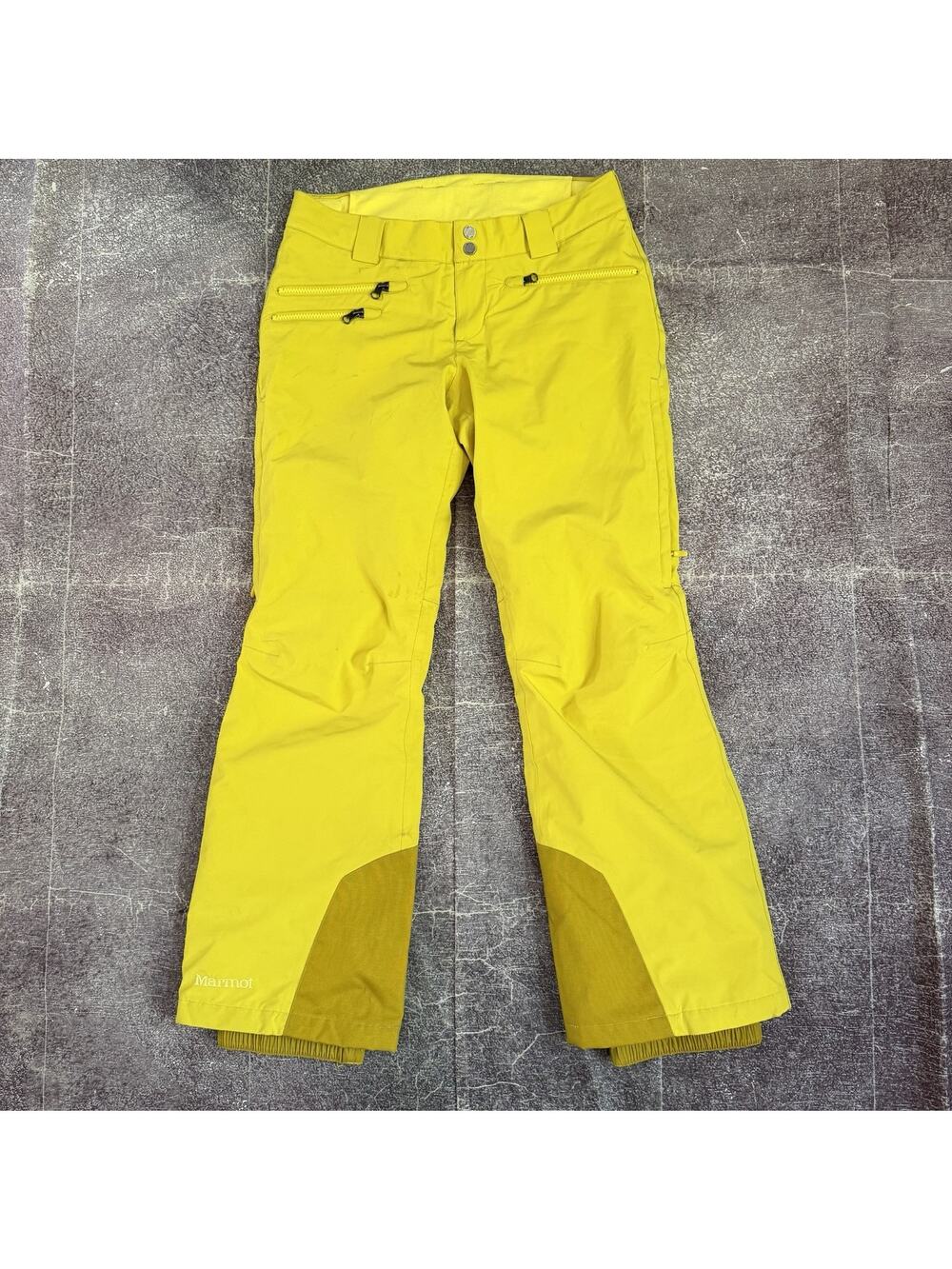 Women's Marmot Yellow Insulated Waterproof Winter Snowboard Ski Pants Sz S (6)